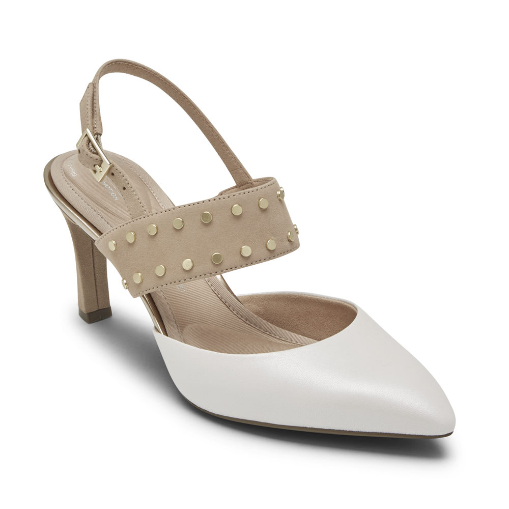 Rockport Heels For Womens White - Total Motion Sheehan Studded - SQ4708951